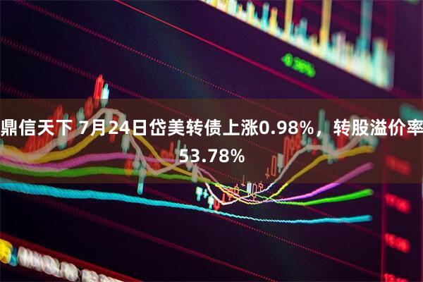 鼎信天下 7月24日岱美转债上涨0.98%，转股溢价率53.78%