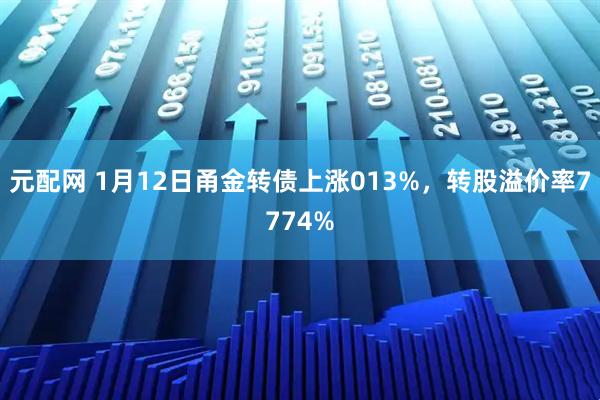 元配网 1月12日甬金转债上涨013%，转股溢价率7774%